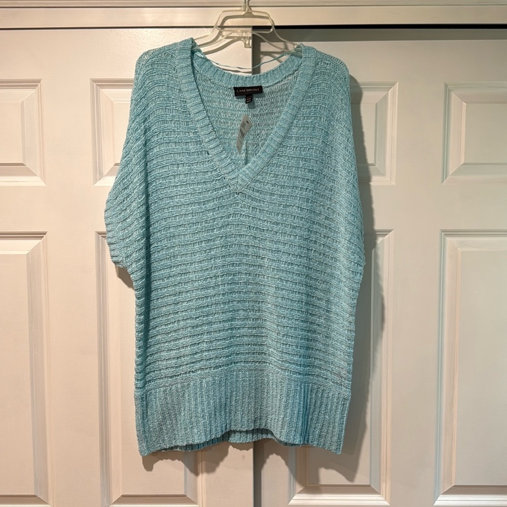 LANE BRYANT V-NECK knit s/s sweater. 14/16. NWT.